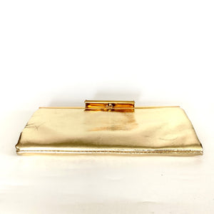 Vintage 90s Gold Leather Clutch Bag-Vintage Handbag, Clutch Bag-Brand Spanking Vintage