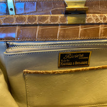 Load image into Gallery viewer, Vintage Caramel Porosus Crocodile Skin Handbag w/ Cream Leather Lining By Riviera Made In England-Vintage Handbag, Exotic Skins-Brand Spanking Vintage
