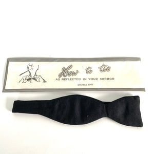 Vintage Unused Hand Made Classic Black Silk Self Tied Bow Tie by Acko Made in England-Accessories, For Him-Brand Spanking Vintage