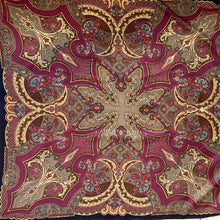 Load image into Gallery viewer, Large Liberty of London Classic Paisley Silk Scarf in Burgundy/Taupe/Ivory/ with Navy border-Scarves-Brand Spanking Vintage
