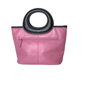 Vintage 80s/90s Pink/Black Leather Handbag by Jane Shilton-Vintage Handbag, Dolly Bag-Brand Spanking Vintage