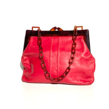 Load image into Gallery viewer, Vintage 80s Large Lipstick Red Leather Dolly Bag, Handbag w Lucite Frame/Chain Middx-Vintage Handbag, Clutch Bag,dolly bag-Brand Spanking Vintage
