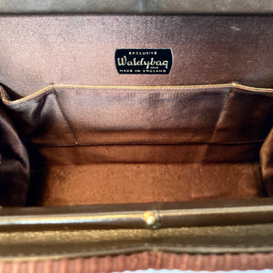 Vintage Waldybag Handbag in Tobacco Brown Leather by Waldybag with Matching Coin Purse-Vintage Handbag, Top Handle Bag-Brand Spanking Vintage