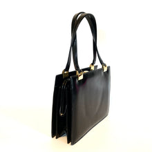 Load image into Gallery viewer, Vintage 60s/70s Classic Black Leather Handbag By Royal Warrant Holder Rayne-Vintage Handbag, Top Handle Bag-Brand Spanking Vintage
