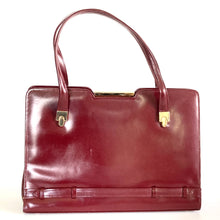 Load image into Gallery viewer, Vintage 60s/70s Large Burgundy Wine Red Leather Top Handle Handbag By Ackery-Vintage Handbag, Large Handbag-Brand Spanking Vintage
