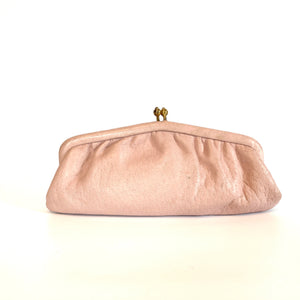 Vintage 50s/60s Small Dusty Pink Dainty Leather Clutch Bag by Freedex for Boots-Vintage Handbag, Clutch Bag-Brand Spanking Vintage
