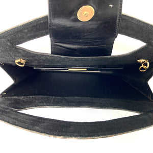 Vintage 70s/80s Black and Bronze Leather Faux Snake Handle Handbag by Renata Made in Italy-Vintage Handbag, Top Handle Bag-Brand Spanking Vintage