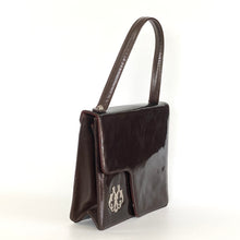 Load image into Gallery viewer, Vintage 60s/70s Classic Dainty Dark Chestnut Brown Patent Leather Top Handle Bag By Waldybag-Vintage Handbag, Kelly Bag-Brand Spanking Vintage
