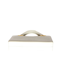Load image into Gallery viewer, Vintage 70s White Leather Handbag w/ Leather Covered Top Handles/Gilt Clasp By Eros-Vintage Handbag, Top Handle bag-Brand Spanking Vintage

