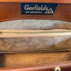 Vintage 50s Golden Tan Patent Leather Twin Handle Bag by Garfields Made in England-Vintage Handbag, Top Handle Bag-Brand Spanking Vintage
