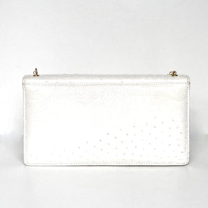 Vintage Genuine Ostrich Skin Clutch Bag/Chain Bag In White by Corbeau Curio-Vintage Handbag, Exotic Skins-Brand Spanking Vintage