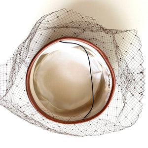 Vintage 50s 60s Bronze/ Copper Brown Pill Box Hat w/ Veil-Accessories, For Her-Brand Spanking Vintage