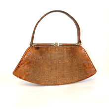 Load image into Gallery viewer, Vintage 50s Monitor/Ring Lizard Skin Handbag, Top Handle Bag w/ Gilt Clasp-Vintage Handbag, Exotic Skins-Brand Spanking Vintage
