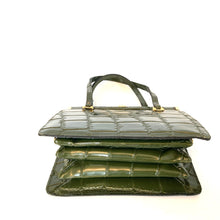 Load image into Gallery viewer, Vintage 60s/70s Green Faux Leather Croc Pattern Top Handle Bag by Freedex-Vintage Handbag, Kelly Bag-Brand Spanking Vintage
