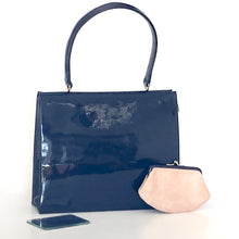 Load image into Gallery viewer, Vintage 60s/70s Royal Blue Navy Patent Leather Top Handle Bag w/ Purse By Waldybag-Vintage Handbag, Top Handle Bag-Brand Spanking Vintage
