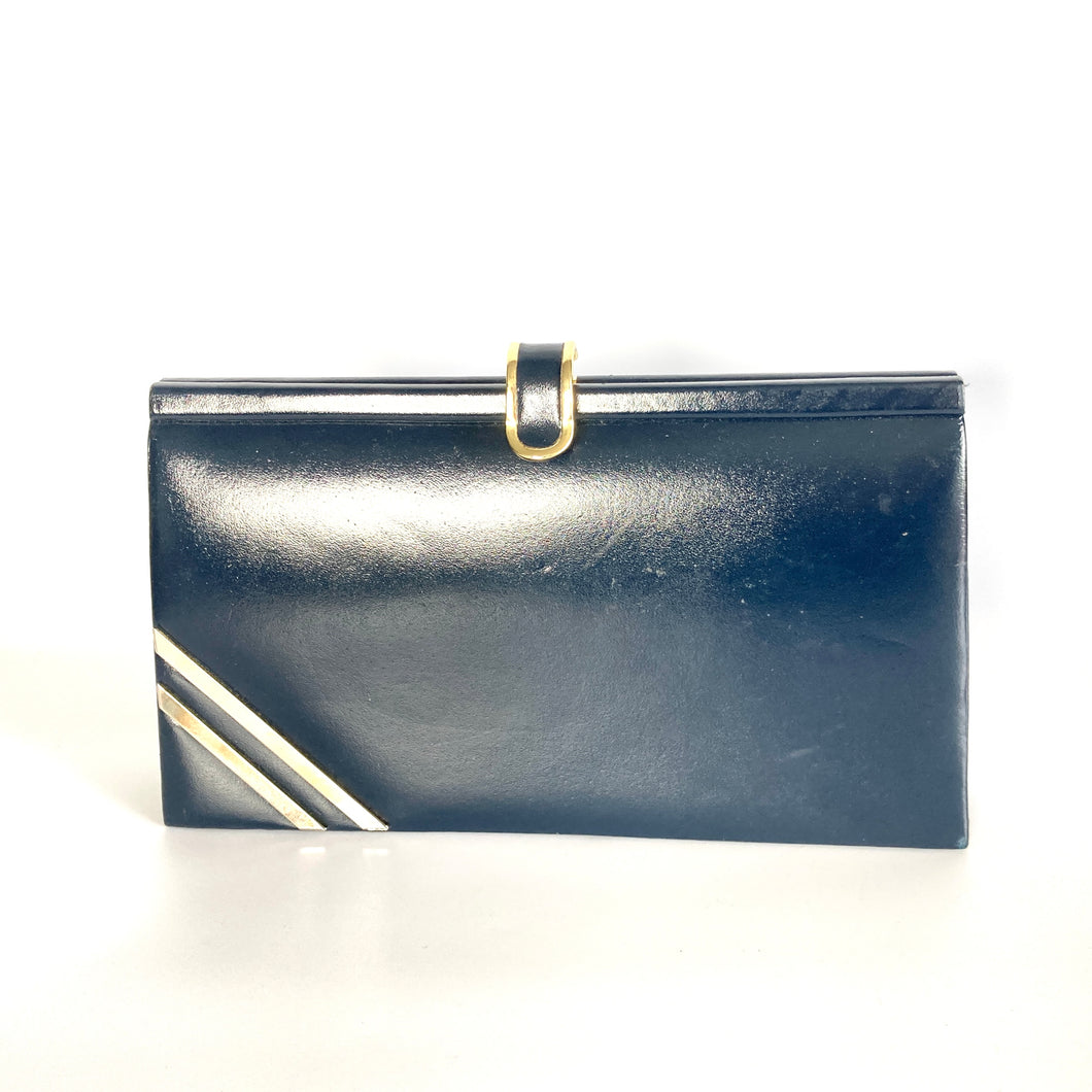 Vintage navy clutch bag sale