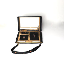 Load image into Gallery viewer, Adorable Vintage 40s/50s Black Satin Embroidered Minaudiere Carry All Evening Bag Werber WW Paris-Vintage Handbag, Evening Bag-Brand Spanking Vintage
