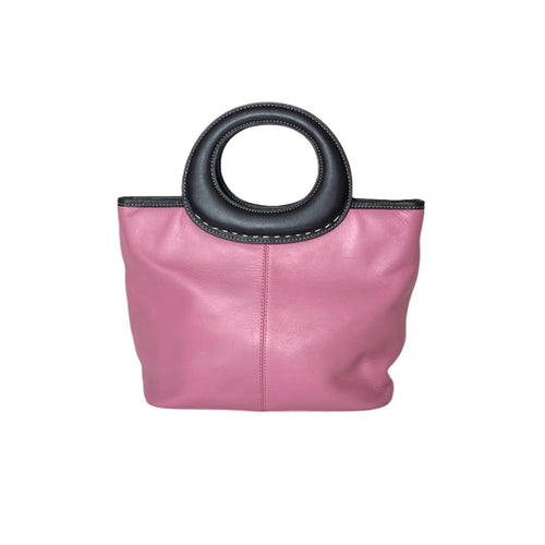 Vintage 80s/90s Pink/Black Leather Handbag by Jane Shilton-Vintage Handbag, Dolly Bag-Brand Spanking Vintage