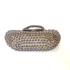 Vintage 60s Rosenfeld Lucite Beaded Resort Hand Basket w/Purse, Silver Grey Made in Italy-Vintage Handbag, Evening Bag-Brand Spanking Vintage