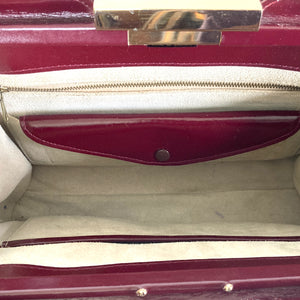 Vintage 60s/70s Large Burgundy Wine Red Leather Top Handle Handbag By Ackery-Vintage Handbag, Large Handbag-Brand Spanking Vintage