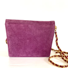 Load image into Gallery viewer, RESERVED Vintage 80s Dainty Purple/Magenta Suede Shoulder / Clutch Bag With Optional Long Gilt/Suede Chain Tula Hudson&#39;s Wolverhampton-Vintage Handbag, Clutch Bag-Brand Spanking Vintage
