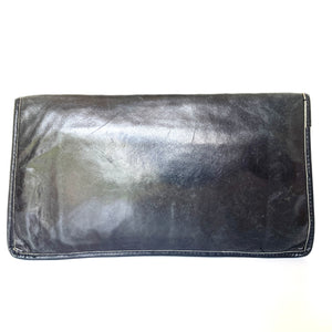 Vintage 70s Black Leather Slim Clutch Bag-Vintage Handbag, Clutch Bag-Brand Spanking Vintage