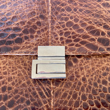 Load image into Gallery viewer, Vintage 50s Elegant Copper Brown Turtle Skin Clutch Bag Silvertone Clasp /Chain by Fior-Vintage Handbag, Exotic Skins-Brand Spanking Vintage
