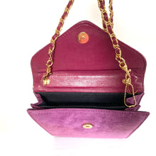 Load image into Gallery viewer, RESERVED Vintage 80s Dainty Purple/Magenta Suede Shoulder / Clutch Bag With Optional Long Gilt/Suede Chain Tula Hudson&#39;s Wolverhampton-Vintage Handbag, Clutch Bag-Brand Spanking Vintage
