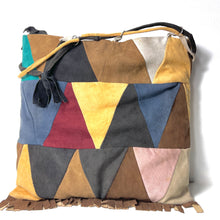 Load image into Gallery viewer, Vintage 70s Suede Leather Multicolour Patchwork Shoulder Tote Bag-Vintage Handbag, Clutch Bag,dolly bag-Brand Spanking Vintage
