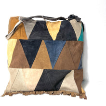 Load image into Gallery viewer, Vintage 70s Suede Leather Multicolour Patchwork Shoulder Tote Bag-Vintage Handbag, Clutch Bag,dolly bag-Brand Spanking Vintage
