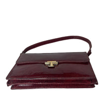 Load image into Gallery viewer, Vintage 60s/70s Burgundy Red Lizard Skin Classic Shoulder Bag&#39;Purse Made in Argentina-Vintage Handbag, Exotic Skins-Brand Spanking Vintage
