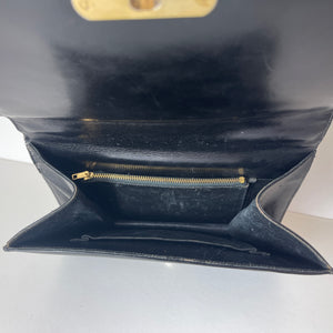 Vintage 50s Dainty Black Crocodile Skin ClassicJackie O Bag Gilt Clasp-Vintage Handbag, Exotic Skins-Brand Spanking Vintage
