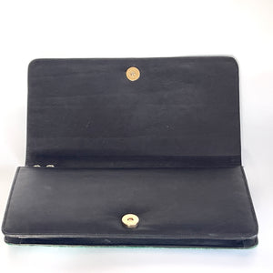 Vintage 70s Emerald Green Snakeskin Clutch Bag w/Shoulder Strap-Vintage Handbag, Exotic Skins-Brand Spanking Vintage