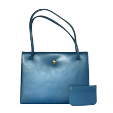 Load image into Gallery viewer, Vintage 60s70s Rayne Pearlescent Blue Leather Twin Handle Handbag and Coin Purse-Vintage Handbag, Top Handle Bag-Brand Spanking Vintage
