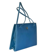 Load image into Gallery viewer, Vintage 60s70s Rayne Pearlescent Blue Leather Twin Handle Handbag and Coin Purse-Vintage Handbag, Top Handle Bag-Brand Spanking Vintage
