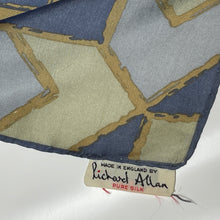 Load image into Gallery viewer, Vintage Collectable Silk Scarf By Richard Allan In Geometric Design Blues/Cream/Gold-Scarves-Brand Spanking Vintage
