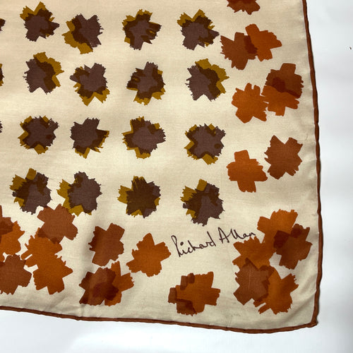 Vintage Collectable Silk Scarf By Richard Allan In Rust/ Burnt Orange/Tobacco Brown-Scarves-Brand Spanking Vintage