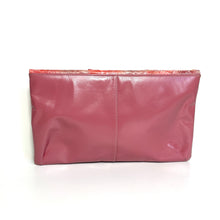 Load image into Gallery viewer, Vintage 80s Pink/Grey/Red Slim Leather and Snakeskin Clutch Bag w/Gilt Chain-Vintage Handbag, Clutch Bag-Brand Spanking Vintage
