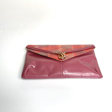 Load image into Gallery viewer, Vintage 80s Pink/Grey/Red Slim Leather and Snakeskin Clutch Bag w/Gilt Chain-Vintage Handbag, Clutch Bag-Brand Spanking Vintage
