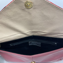 Load image into Gallery viewer, Vintage 80s Pink/Grey/Red Slim Leather and Snakeskin Clutch Bag w/Gilt Chain-Vintage Handbag, Clutch Bag-Brand Spanking Vintage
