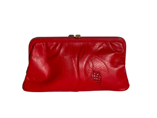 Vintage 60s 70s Lipstick Red Leather Clutch Bag Evening/Occasion by Jane Shilton Made in England-Vintage Handbag, Clutch Bag-Brand Spanking Vintage