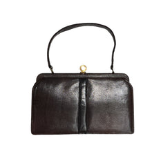 Load image into Gallery viewer, Vintage 50s Classic Large Mappin And Webb Dark Chocolate Brown Lizard Skin Handag-Vintage Handbag, Exotic Skins-Brand Spanking Vintage
