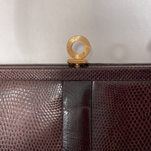 Load image into Gallery viewer, Vintage 50s Classic Large Mappin And Webb Dark Chocolate Brown Lizard Skin Handag-Vintage Handbag, Exotic Skins-Brand Spanking Vintage
