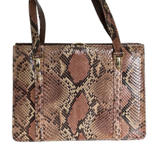 Load image into Gallery viewer, Vintage 70s Ackery Python Snakeskin And Leather Handbag Taupe, Rust-Vintage Handbag, Exotic Skins-Brand Spanking Vintage
