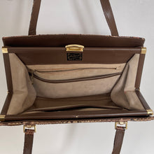 Load image into Gallery viewer, Vintage 70s Ackery Python Snakeskin And Leather Handbag Taupe, Rust-Vintage Handbag, Exotic Skins-Brand Spanking Vintage
