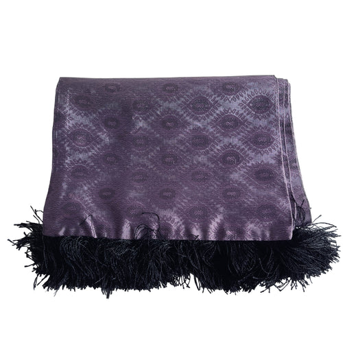 Vintage 70s Gentleman's Silky Dress Scarf In Lavender/Purple With Black Fringe-Accessories, For Him-Brand Spanking Vintage