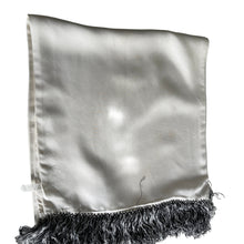 Load image into Gallery viewer, Vintage 50s/60s Gentleman&#39;s Silk Dress Scarf In White With Black/White Fringe-Accessories, For Him-Brand Spanking Vintage
