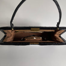 Load image into Gallery viewer, Vintage 60s/70s Large Glossy Black Alligator Skin Handbag w/Coin Purse-Vintage Handbag, Exotic Skins-Brand Spanking Vintage
