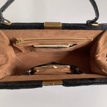 Load image into Gallery viewer, Vintage 60s/70s Large Glossy Black Alligator Skin Handbag w/Coin Purse-Vintage Handbag, Exotic Skins-Brand Spanking Vintage
