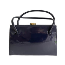 Load image into Gallery viewer, Vintage 60s/70s Royal Blue Navy Patent Leather Top Handle Bag Waldybag-Vintage Handbag, Top Handle Bag-Brand Spanking Vintage
